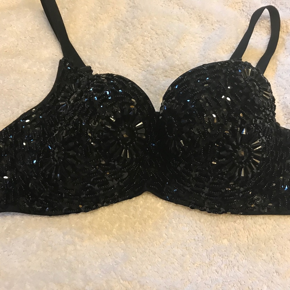 Black Sequined Bra